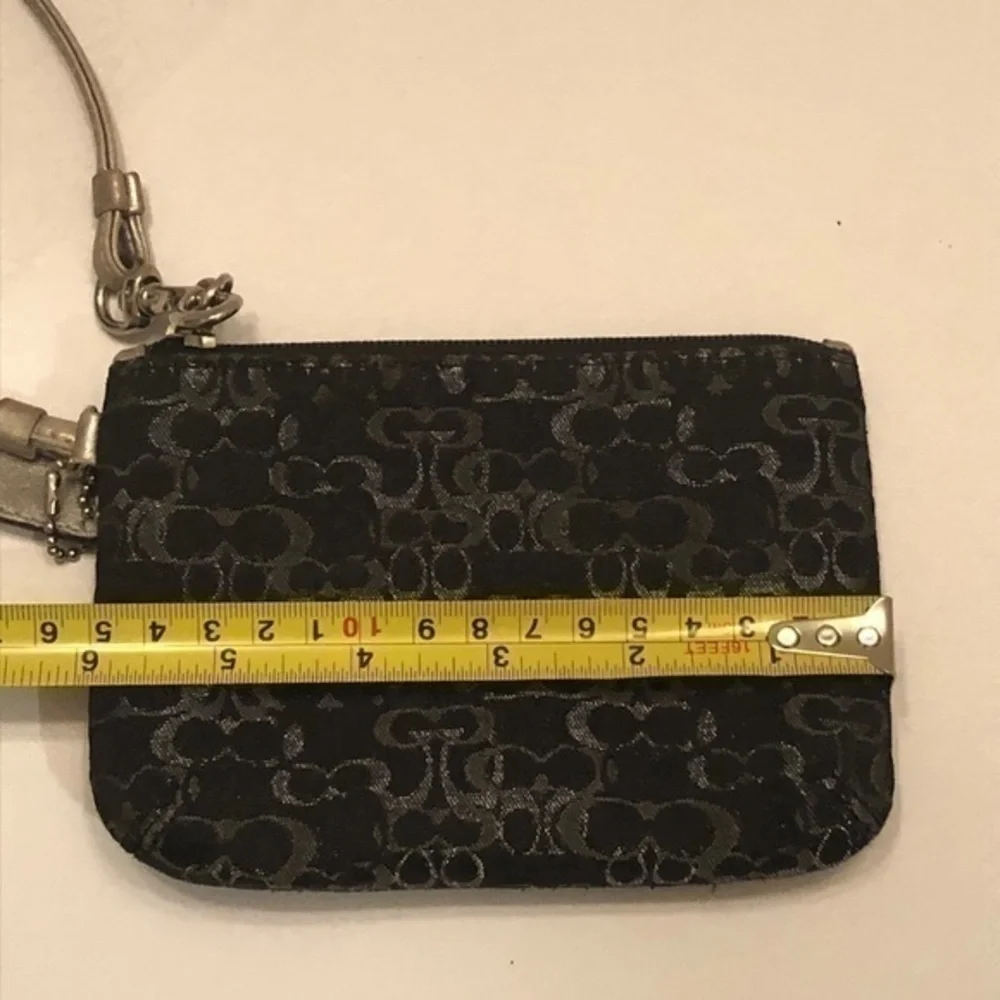 Coach black silver optic c wristlet mini clutch